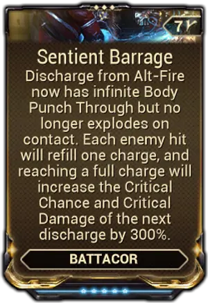 Sentient Barrage mod card